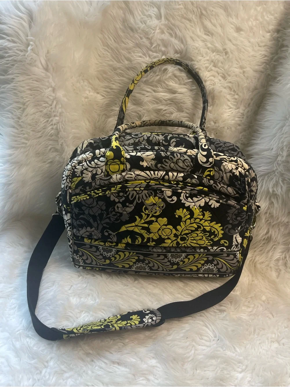 Vera Bradley Quilted Floral - Black & Yellow large laptop bag